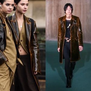 Ann Demeulemeester Debussy Coffee & Black Leather Trench Coat, size Small